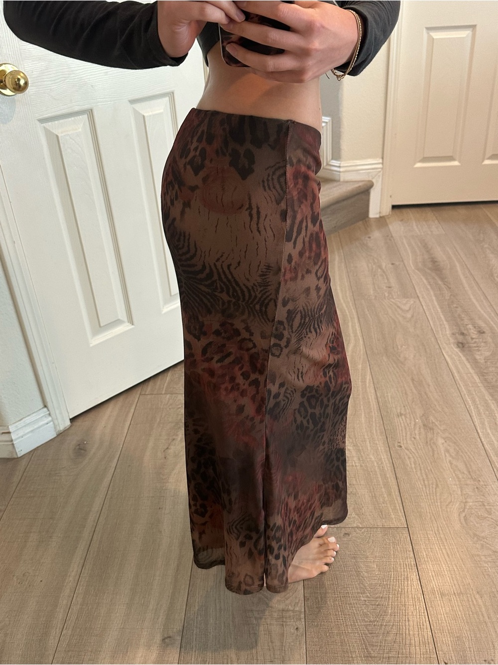 Women's Brown Animal Print Skirt